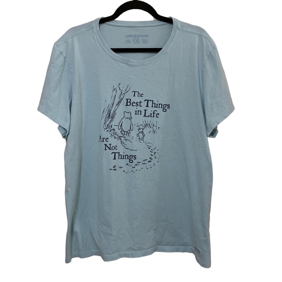 Life Is Good Tops - Life Is Good Crusher Tee Women’s XXL Blue Winnie And Piglet Short Sleeve T-Shirt